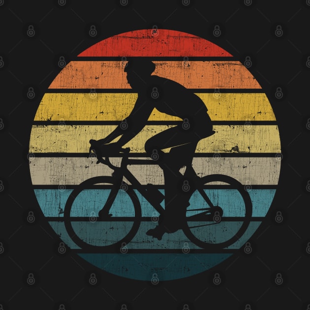 Bicyclist Silhouette On A Distressed Retro Sunset print by theodoros20