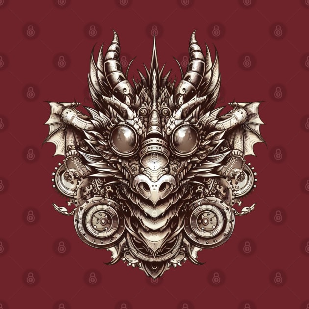 Wild Steampunk Fantasy Dragon by Organicgal Graphics