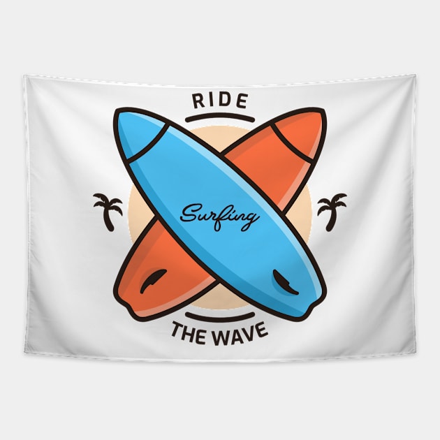 Ride The Wave Tapestry by VEKTORKITA