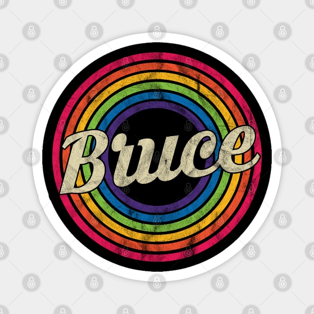 Bruce - Retro Rainbow Faded-Style Magnet by MaydenArt