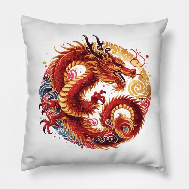 Chinese Lunar New Year Dragon Pillow by Heartsake