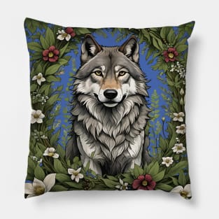 Minnesota Wolf Surrounded By Lady's Slipper Flowers 3 Pillow