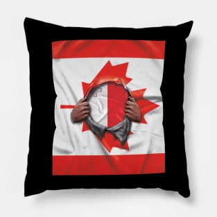 Malta Flag Canadian Flag Ripped - Gift for Maltese From Malta Pillow