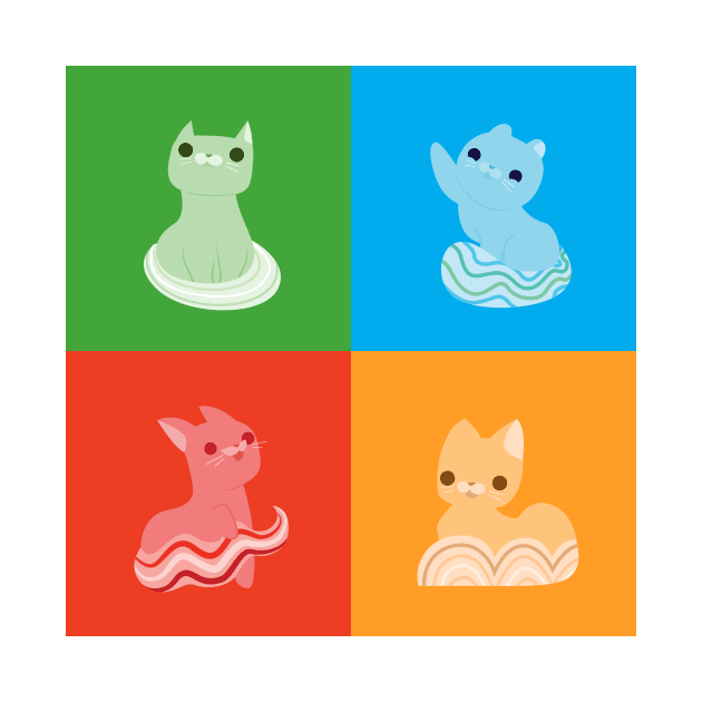 Four cute cartoon cats by Alice_Wieckowska