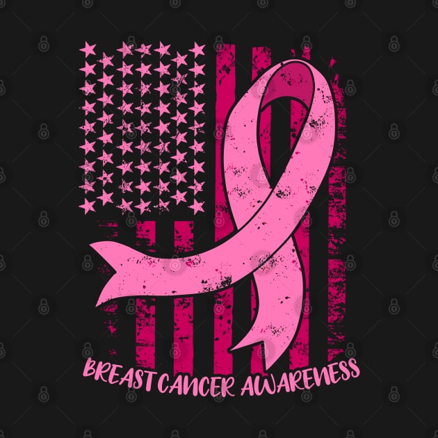 Breast Cancer Awareness American Flag Gift Design by Linco