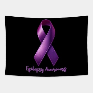 Purple Ribbon Month Epilepsy Awareness for Men Women Warrior Tapestry