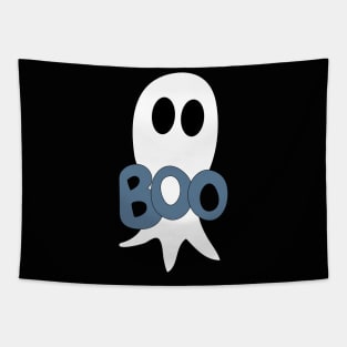 Cute Halloween ghost cartoon with BOO text Tapestry