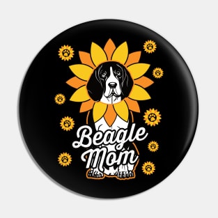 Cute Beagle Mom Sunflower Dog Lover Pin