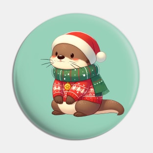 Adorable Christmas Otter Pin