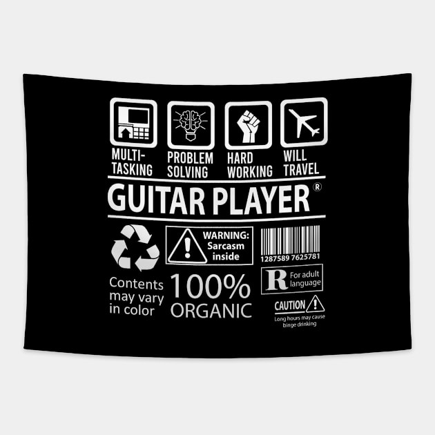 Guitar Player T Shirt - MultiTasking Certified Job Gift Item Tee Tapestry by Aquastal