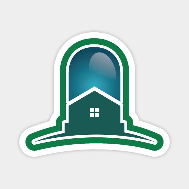 Light bulb and houses sticker logo icon. Energy power in the house idea concept. Real Estate logo design icon. Magnet by AlviStudio