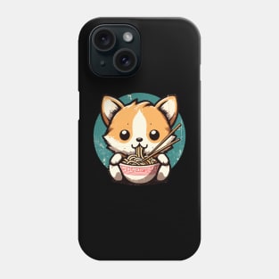 Kawaii vintage corgi eat ramen Phone Case