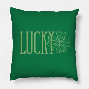 Lucky shamrock in vintage engraving style Pillow