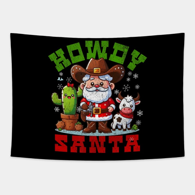 Cute Howdy Santa Western Christmas Winter Women Kids Mom Tapestry by Mitsue Kersting