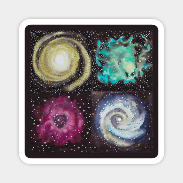 Galaxy and Nebula Outer Space Collage Magnet by CozyPixelFluff