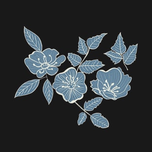 California Wild Rose Blue  and Cream T-Shirt