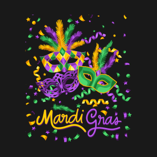 Mardi Gras Masquerade Mask Bead Parade Women Men Kids T-Shirt