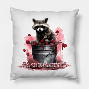 Raccoon Will you be my Valentine? Pillow