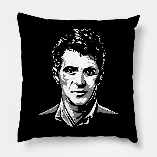 Ludwig Wittgenstein monochromatic Pillow by Christyn Evans