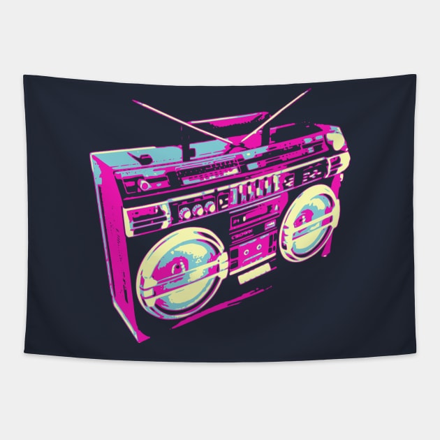 80s Boombox Pop Art Tapestry by Nerd_art