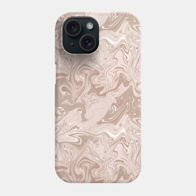 Pastel Brown Silk Marble - Digital Liquid Paint Phone Case by GenAumonier