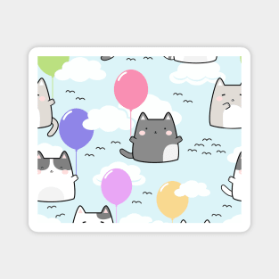 Kawaii Cats with Balloons Magnet