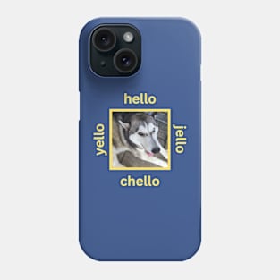 Husky Dog Looking Up Yellow Hello Phone Case