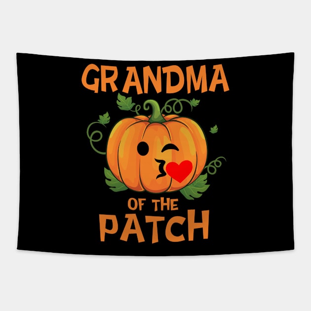 Pumpkin Grandma of the Patch Thanksgiving and Halloween Family Tapestry by Blink_Imprints10