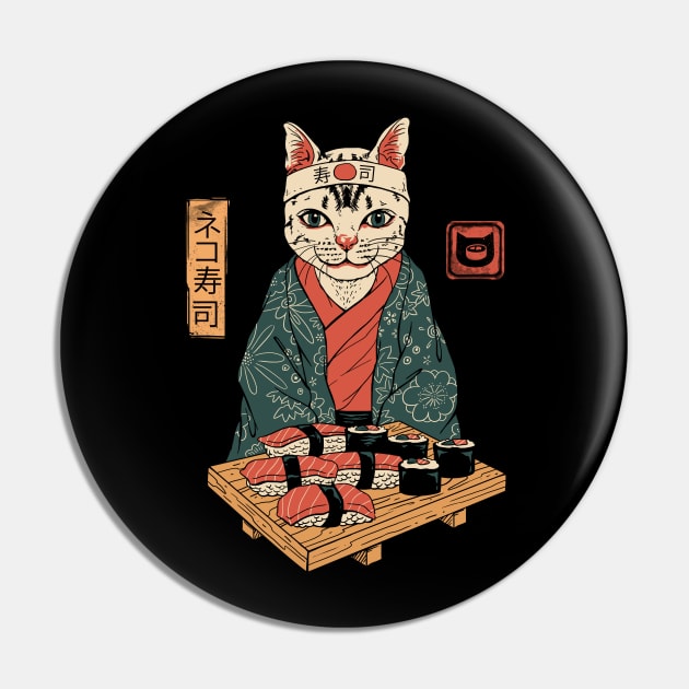 Neko Sushi Bar Pin by Vincent Trinidad Art