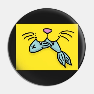 Cat Mouth With Fish (Yellow) Pin