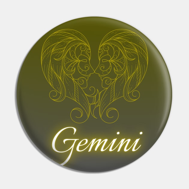 Spherical Zodiac Gemini Pin by Mazzlo Shop