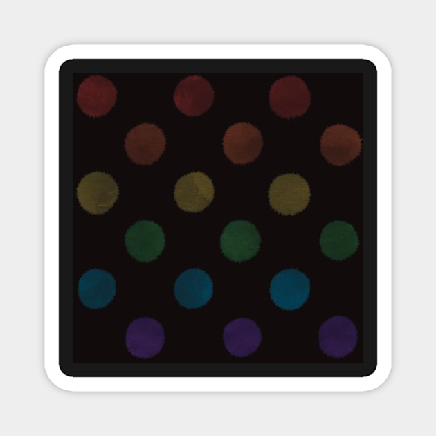 Rainbow Watercolour Dots - Black Magnet by Slepowronski