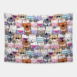 Seamless Pattern Cute Kawaii Cats Tapestry