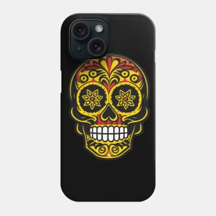 Fiesta of Colors: Sugar Skull Art - Traditional Yellow and Red Delight Phone Case