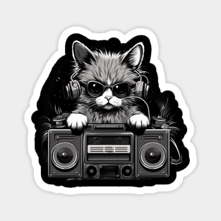 Groovy DJ Cat with Boombox Magnet