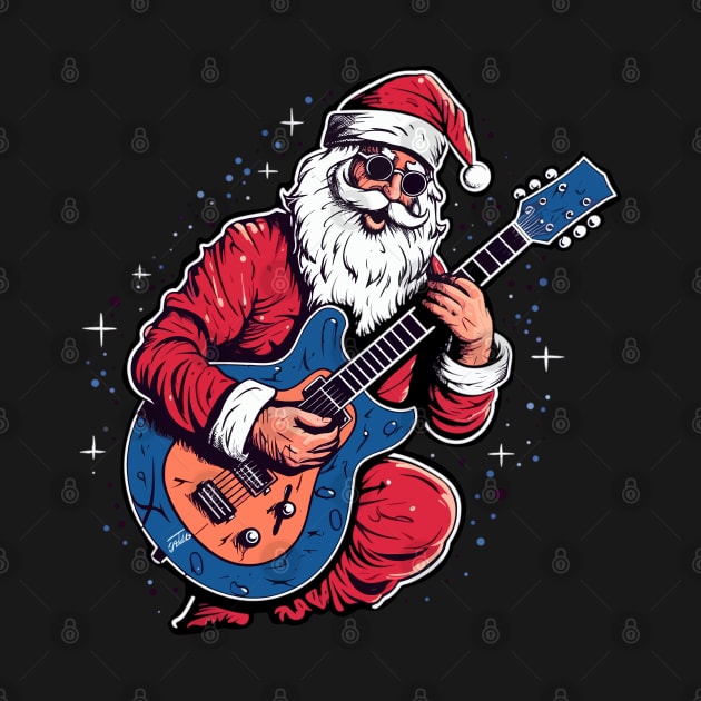 Christmas Guitar Gift Santa Claus Guitarist Funny Guitar by KsuAnn