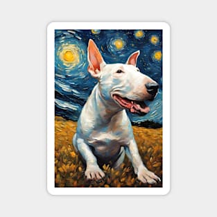 Bull Terrier Dog Breed Painting in a Van Gogh Starry Night Art Style Magnet