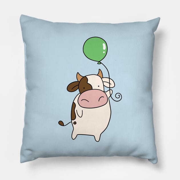 Green Balloon Cow Pillow by saradaboru