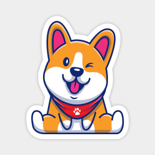 Cute Corgi Sitting Cartoon (2) Magnet