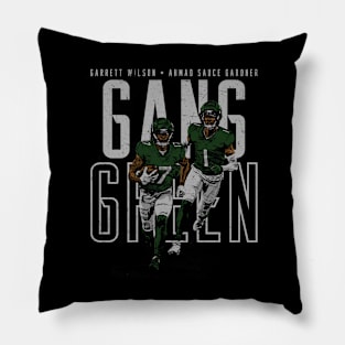 Sauce Gardner & Garrett Wilson New York J Gang Green Pillow