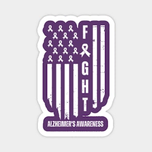 American Alzheimer's Awareness Fighter Dad Mom USA Flag Magnet