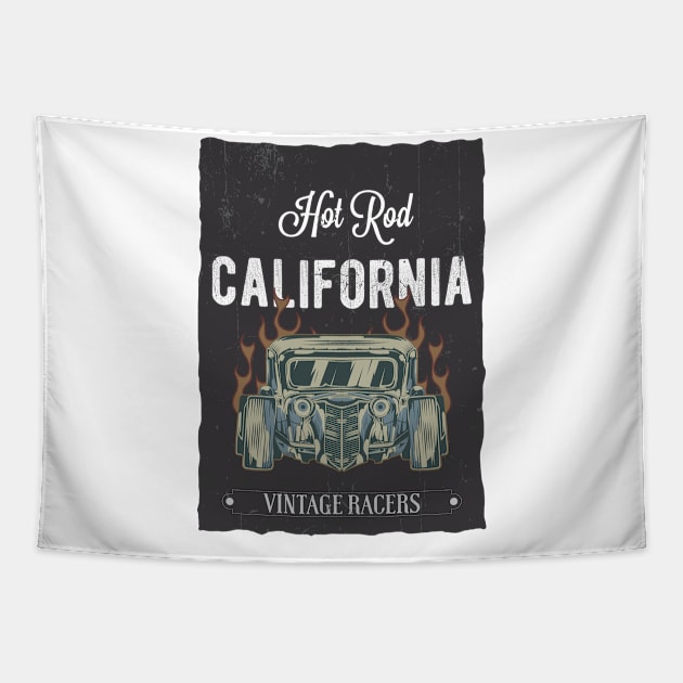 Hot Rod California Vintage Racers Tapestry by NoorAlbayati93