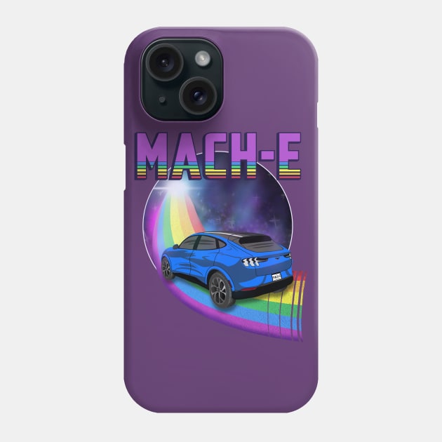 Mach-E Rides the Rainbow Galaxy in Grabber Blue Phone Case by zealology