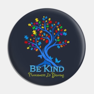 Autism Awareness Be Kind Puzzle Piece Tree Pin