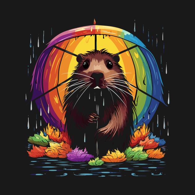 Nutria Rainy Day With Umbrella by JH Mart