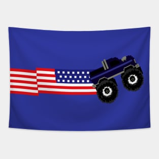 8 bit American Monster Truck Tapestry