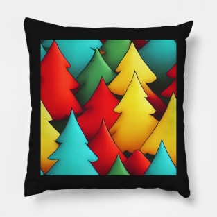 Christmas Tree Watercolor Geometric Design Pillow