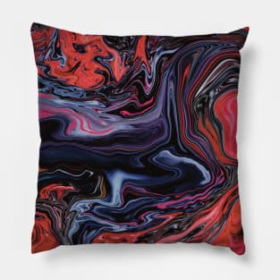 Abstract Fluid Acrylic Pour Red Pillow