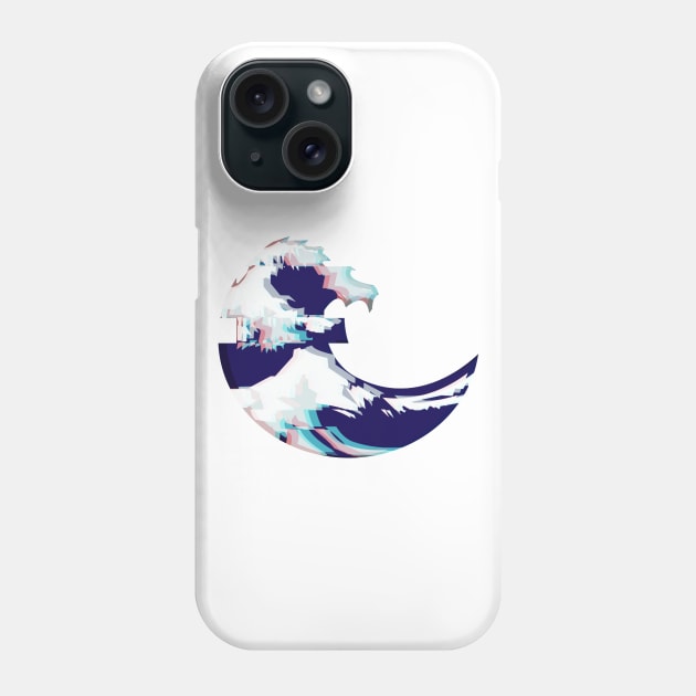 Glitched Great Wave Emoji Phone Case by gregG97