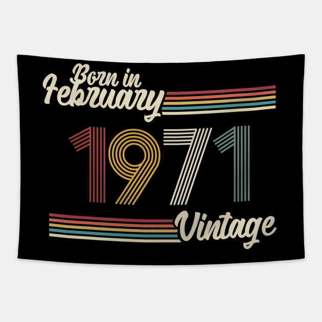 Vintage Born in February 1971 Tapestry by Jokowow